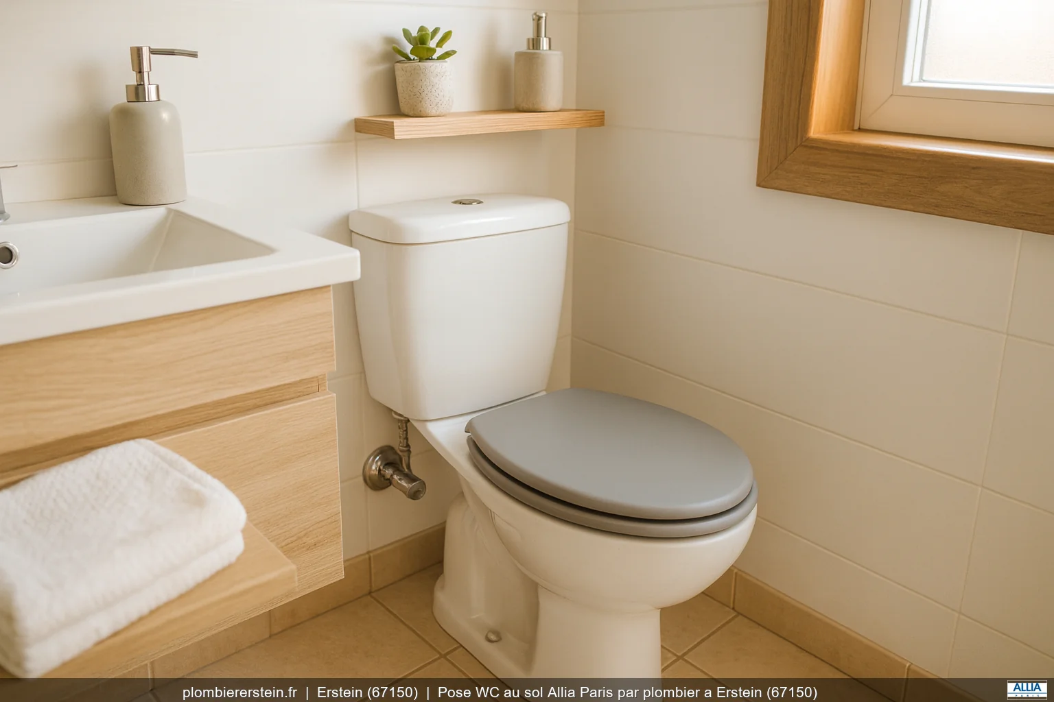 Pose WC au sol Allia Paris par plombier a Erstein (67150)