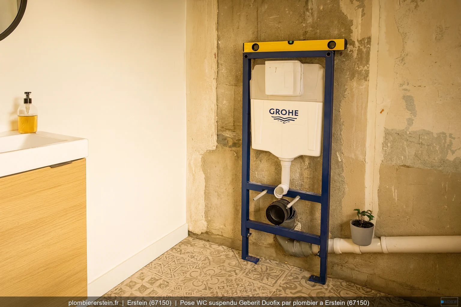 Pose WC suspendu Geberit Duofix par plombier a Erstein (67150)